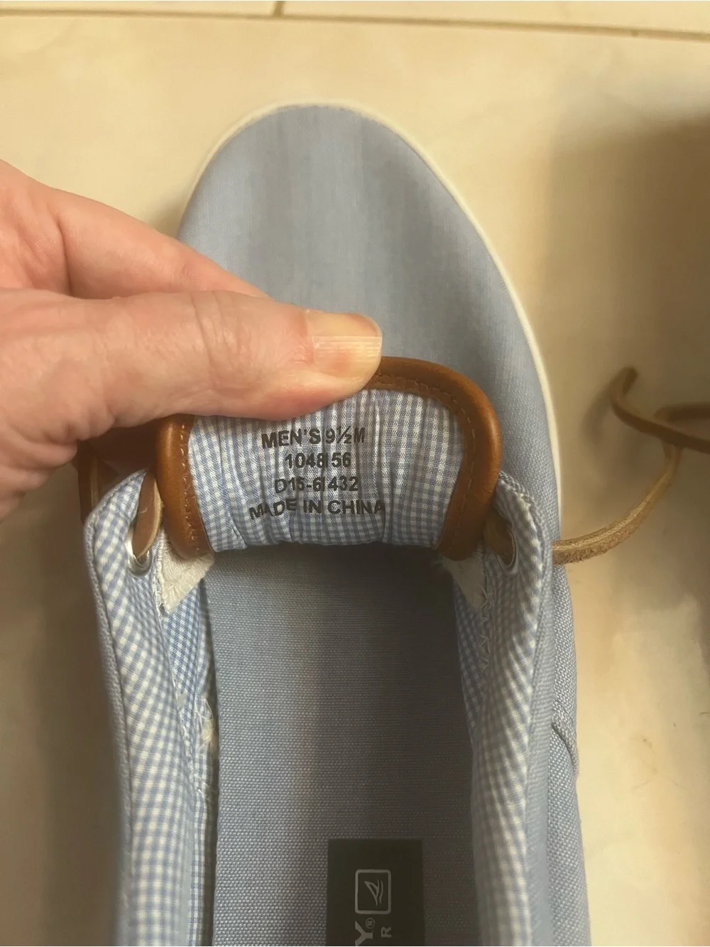 Sperry Top-Sider Striper Men’s Light Blue Canvas Boat Shoes with Brown Trim